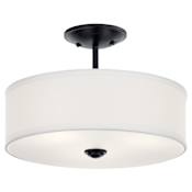 Kichler Shailene 3 Light 14" Wide Semi-Flush Drum Ceiling Fixture Black