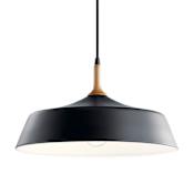 Kichler Danika Single Light 16" Wide Pendant with Wood Accent Black