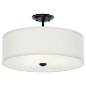 Kichler Shailene 3 Light 18" Wide Semi-Flush Drum Ceiling Fixture Black