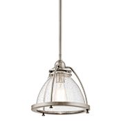 Kichler Silberne 1 Light 10" Wide Pendant with Seedy Glass Shade Classic Pewter