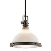 Kichler Hatteras Bay 12" Wide Single Light Pendant with Etched Glass Shade Olde Bronze