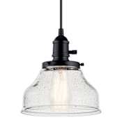Kichler Avery Single Light 8" Wide Mini Pendant with Clear Seeded Glass Bell Shade Black