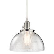 Kichler Avery Single Light 10" Wide Pendant with Clear Seedy Glass Shade Brushed Nickel