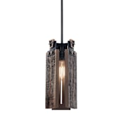 Kichler Ridgewood 6" Wide Wood Mini Pendant Textured Black