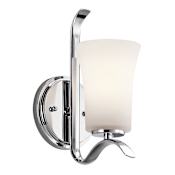 Kichler Armida Single Light 11" Tall LED Bathroom Sconce with a Satin Etched White Shade Chrome