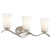 Kichler Armida 3 Light 23" Wide Vanity Light Bathroom Fixture with Etched Glass Shades Brushed Nickel