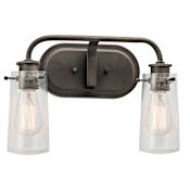 Kichler Braelyn 2 Light 15" Seeded Glass Vanity Light Olde Bronze
