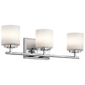 Kichler O Hara 3 Light 22" Wide Vanity Light Bathroom Fixture with Etched Glass Shades Chrome