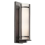 Kichler Camden 2 Light 20" Wide Outdoor Wall Sconce with Etched Glass Shade Anvil Iron