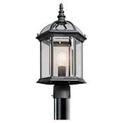 Kichler Barrie 18" Outdoor Post Light with Beveled Glass Panels Black Material (Not Painted)