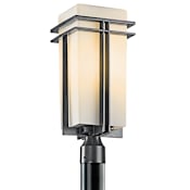 Kichler Tremillo Single Light 20" Wide Outdoor Post Light with Etched Glass Black (Painted)