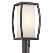 Kichler 1 Light Up / Down Lighting 18.5" Outdoor Post Lamp with Rectangular Cased Opal Shade from the Bowen Collection Architectural Bronze