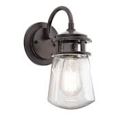 Kichler Lyndon Single Light 11" Tall Outdoor Wall Sconce with Seedy Glass Shade Architectural Bronze