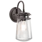 Kichler Lyndon Single Light 15" Tall Outdoor Wall Sconce with Seedy Glass Shade Architectural Bronze