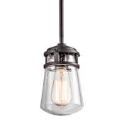 Kichler Lyndon Single Light 5" Wide Mini Outdoor Pendant with Seedy Glass Shade Architectural Bronze