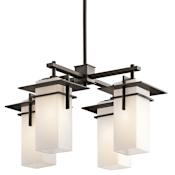 Kichler Caterham Indoor / Outdoor Mini Chandelier with 4 Lights- 21 Inches Wide Olde Bronze
