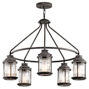 Kichler Ashland Bay 5 Light 1 Tier Outdoor Chandelier Weathered Zinc