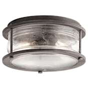 Kichler Ashland Bay 2 Light Outdoor Flush Mount Ceiling Fixture Weathered Zinc
