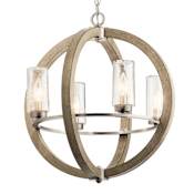 Kichler Grand Bank 4 Light 20" Wide Outdoor Globe Chandelier Distressed Antique Gray