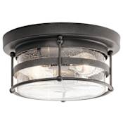 Kichler Mill Lane 2 Light 12-1/4" Wide Outdoor Flush Mount Drum Ceiling Fixture Anvil Iron
