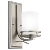 Kichler Hendrik Single Light 12" Tall Wall Sconce with Satin Etched Glass Shade Brushed Nickel