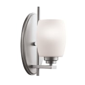 Kichler Eileen Single Light 11" Tall Bathroom Sconce Bathroom Fixture with Etched Glass Shade Brushed Nickel
