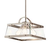 Kichler Darton 14" Wide Single Pendant / Semi-Flush Ceiling Fixture with Clear Glass Shade Classic Pewter
