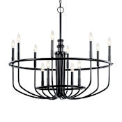 Kichler Capitol Hill 12 Light 35" Wide Taper Candle Style Chandelier Black