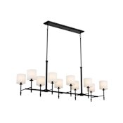 Kichler Ali 10 Light 63" Wide Linear Chandelier with Linen Shades Black