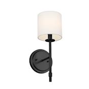 Kichler Ali 14" Tall Wall Sconce with Linen Shade Black