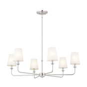 Kichler Pallas 6 Light 32" Wide Chandelier with Linen Shades Polished Nickel