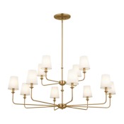 Kichler Pallas 12 Light 43" Wide Chandelier with Linen Shades Brushed Natural Brass