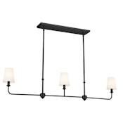 Kichler Pallas 3 Light 48" Wide Linear Chandelier with Linen Shades Black
