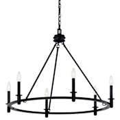Kichler Carrick 6 Light 33" Wide Taper Candle Ring Chandelier Black