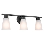 Kichler Stamos 3 Light 22" Wide Vanity Light with Satin Etched Glass Shades Black