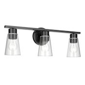 Kichler Stamos 3 Light 22" Wide Vanity Light with Clear Glass Shades Black