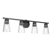Kichler Stamos 4 Light 31" Wide Vanity Light with Clear Glass Shades Black