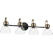 Kichler Farum 4 Light 34" Wide Vanity Light with Clear Glass Shades Black
