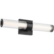Kichler Laurene 2 Light 19" Wide LED Vanity Light with Clear Fluted Glass Shades Black