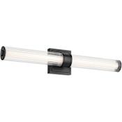 Kichler Laurene 2 Light 27" Wide LED Vanity Light with Clear Fluted Glass Shades Black