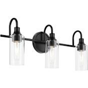 Kichler Kavi 3 Light 23" Wide Vanity Light with Clear Glass Shades Black