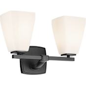 Kichler Marant 2 Light 14" Wide Vanity Light with Opal Glass Shades Black
