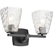 Kichler Marant 2 Light 14" Wide Vanity Light with Clear Water Glass Shades Black