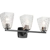 Kichler Marant 3 Light 24" Wide Vanity Light with Clear Water Glass Shades Black