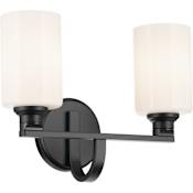 Kichler Gioe 2 Light 14" Wide Vanity Light with Opal Glass Shades Black