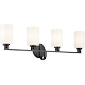 Kichler Gioe 4 Light 32" Wide Vanity Light with Opal Glass Shades Black