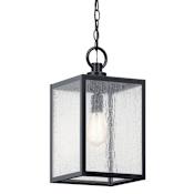 Kichler Lahden 9" Wide Mini Pendant / Semi-Flush Ceiling Fixture with Clear Seedy Glass Shade Black Textured