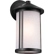 Kichler Lombard 17" Tall Outdoor Wall Sconce with Satin Etched Glass Shade Black