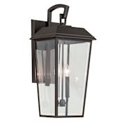 Kichler Mathus 2 Light 24" Tall Wall Sconce with Beveled Glass Shade Olde Bronze