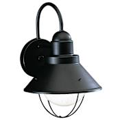 Kichler Seaside Single Light 12" Tall Outdoor Wall Sconce Black